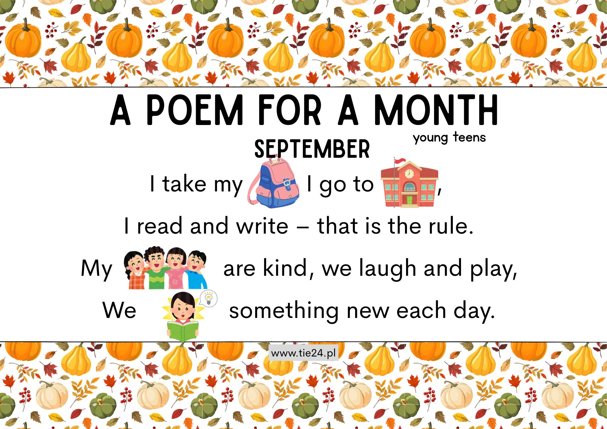A poem for a month young teens innowacja picture reading