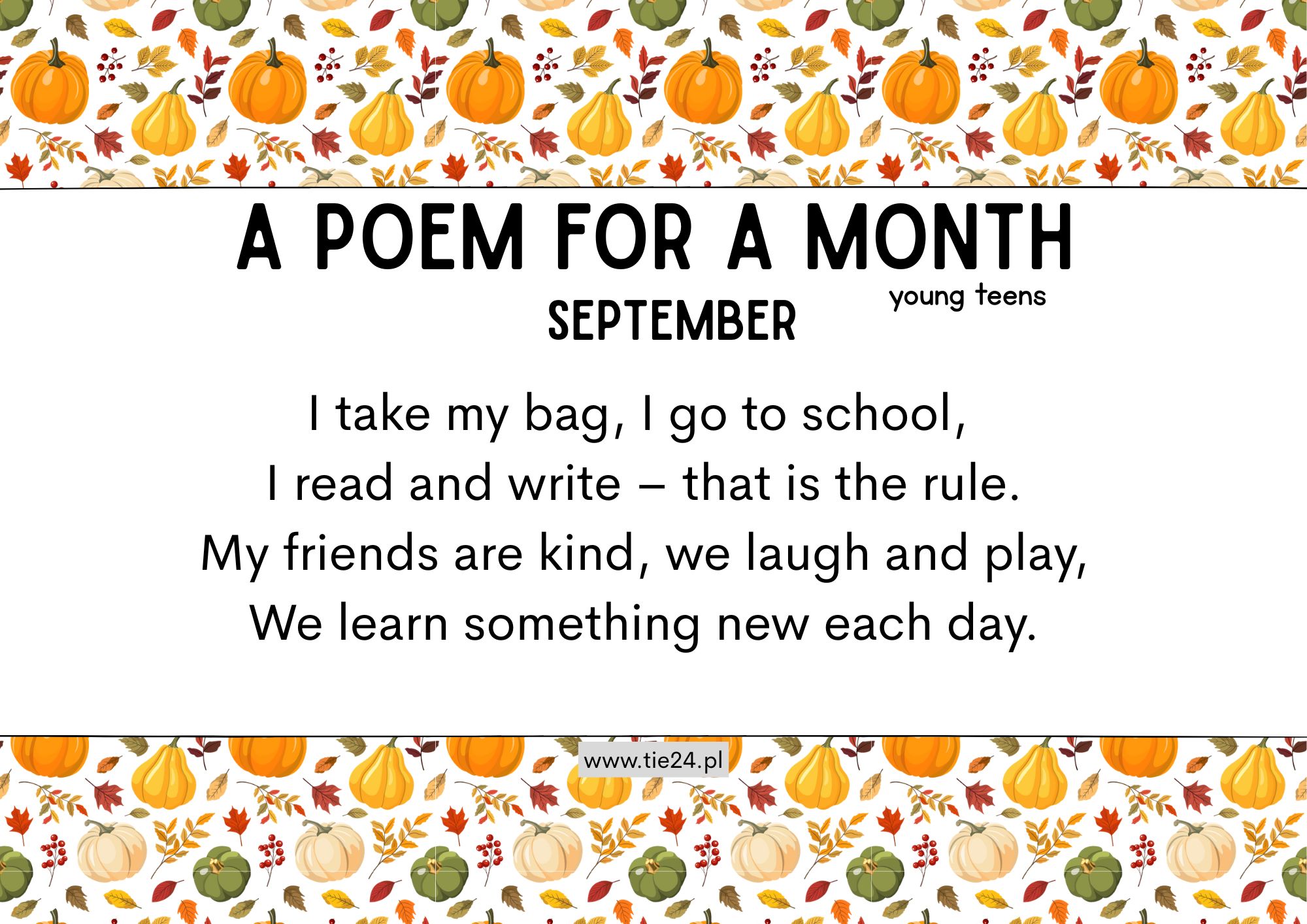 A poem for a month young teens innowacja